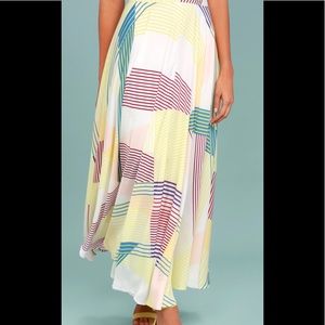 Long white skirt with colorful stripes. Medium